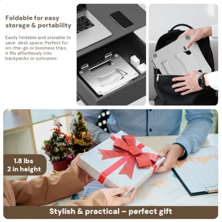 Premium Laptop Stand for Desk 2.5mm HeavyDuty Aerospace Aluminum Ergonomic Riser Adjustable Height Angle Sturdy Yet Lightweight