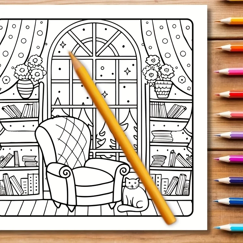 

1pc Relax Adult Coloring Book - 25 Single-Sided Designs,Drawing & Painting, Perfect for Relaxation and Stress Relief
