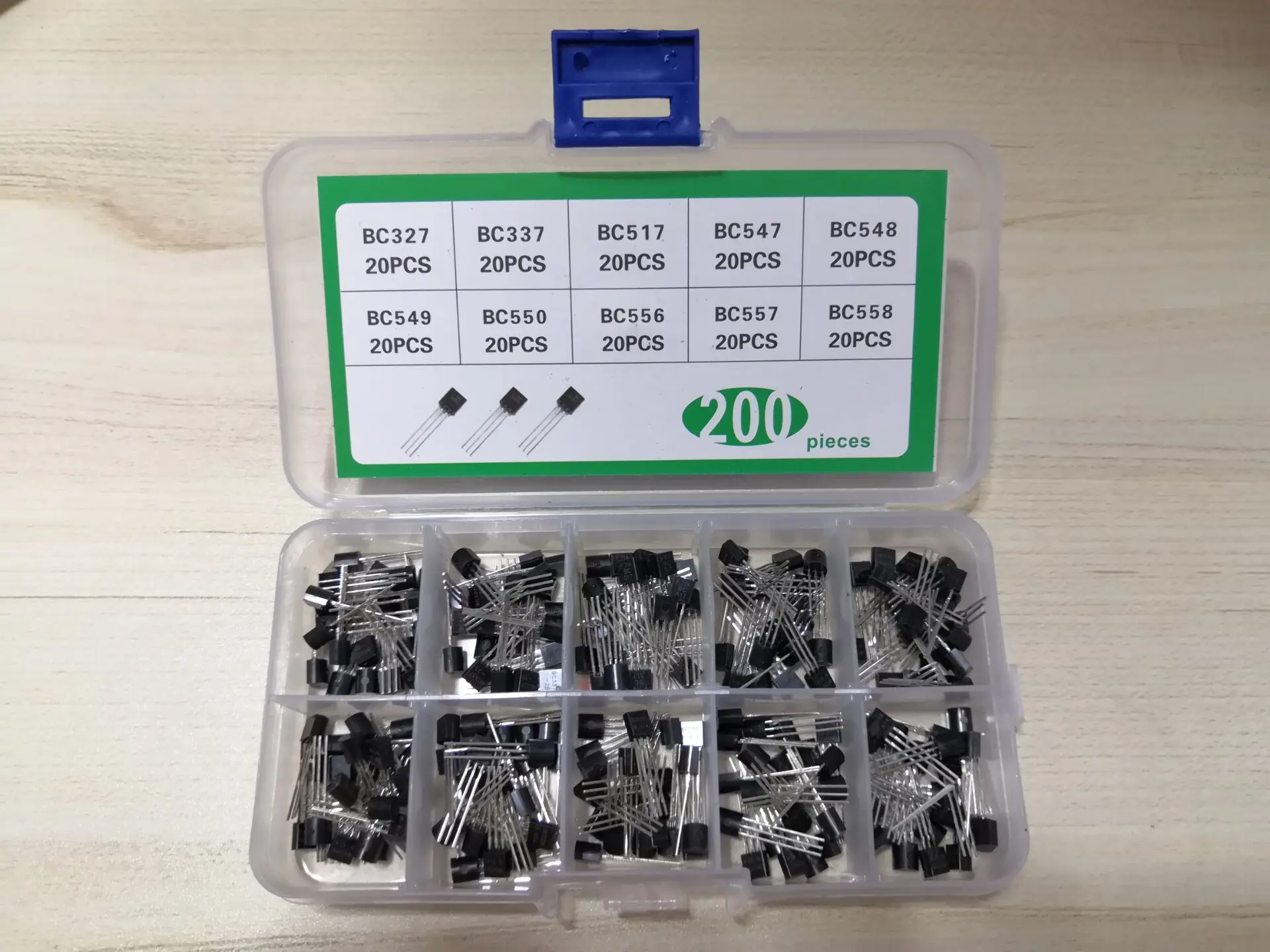 Transistor Kit Box 10 Values * 20pc=200pcs Pack Set Mix BC558 BC557 BC556 BC550 BC549 BC548 BC547 BC517 BC337 BC327 Diode Assort