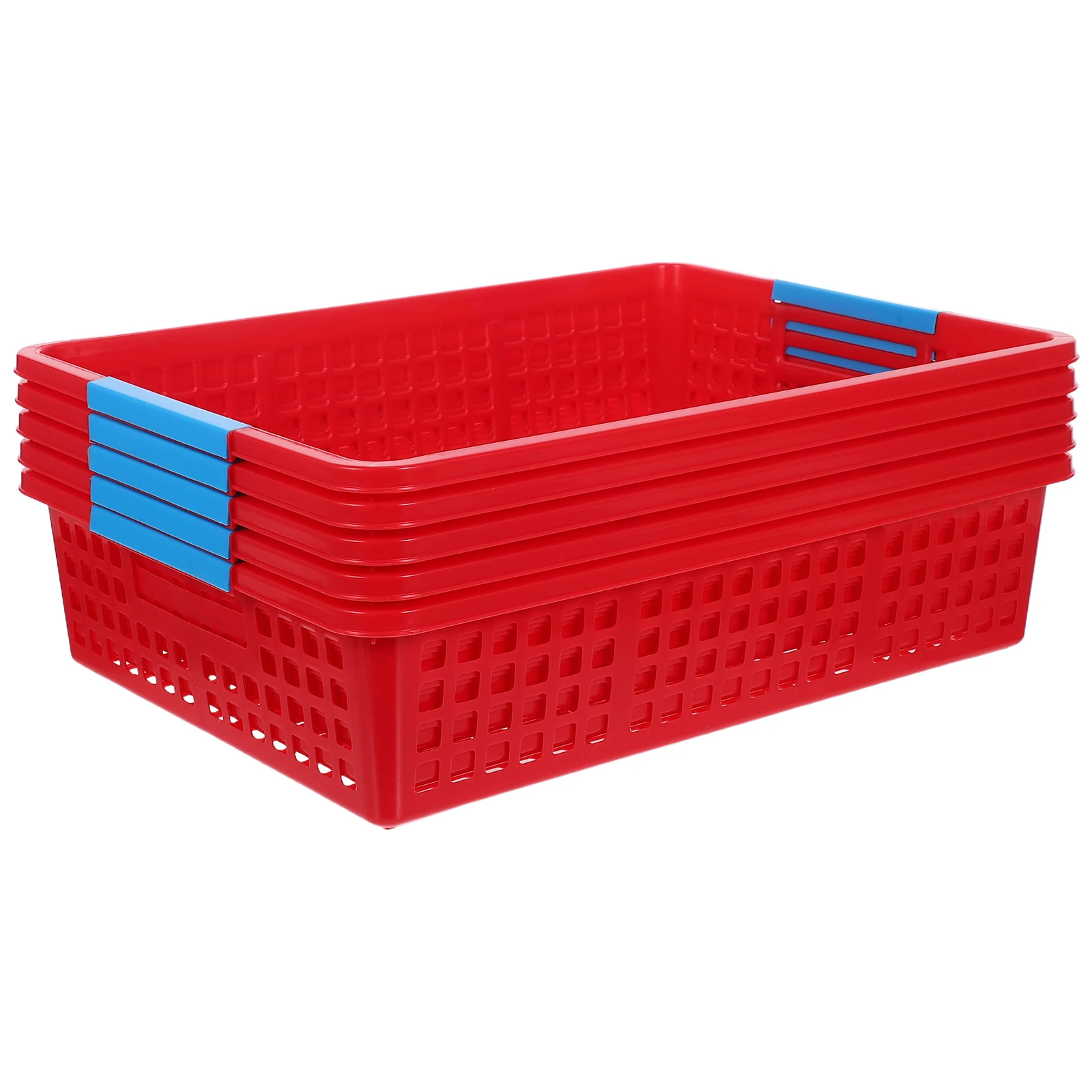 

5pcs Plastic Storage Basket .6'' A4 Size Multi-Function Stackable Organizer For Classroom Home Office Desktop Fruit Snack
