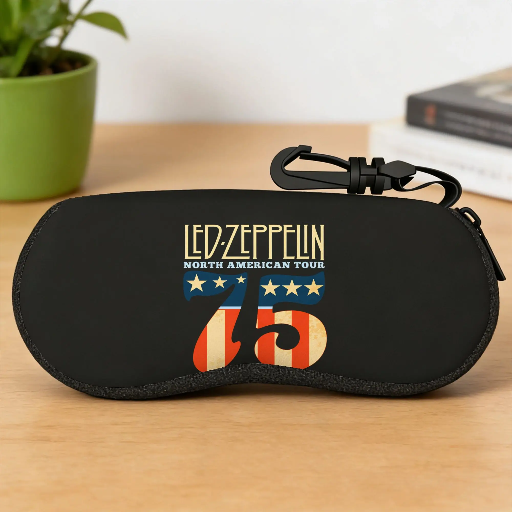 Capa para óculos da banda de rock Led Zeppelin, 75º aniversário, capa para óculos de sol, acessório para óculos de bolso, caixa masculina com zíper