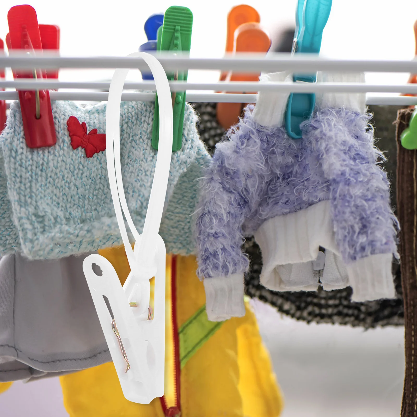 60Pcs Clothes Clips Windproof Plastic Laundry Clips Rope Buckle Travel Portable Drying Clip Heavy Duty Clothes Pin Sock Holder