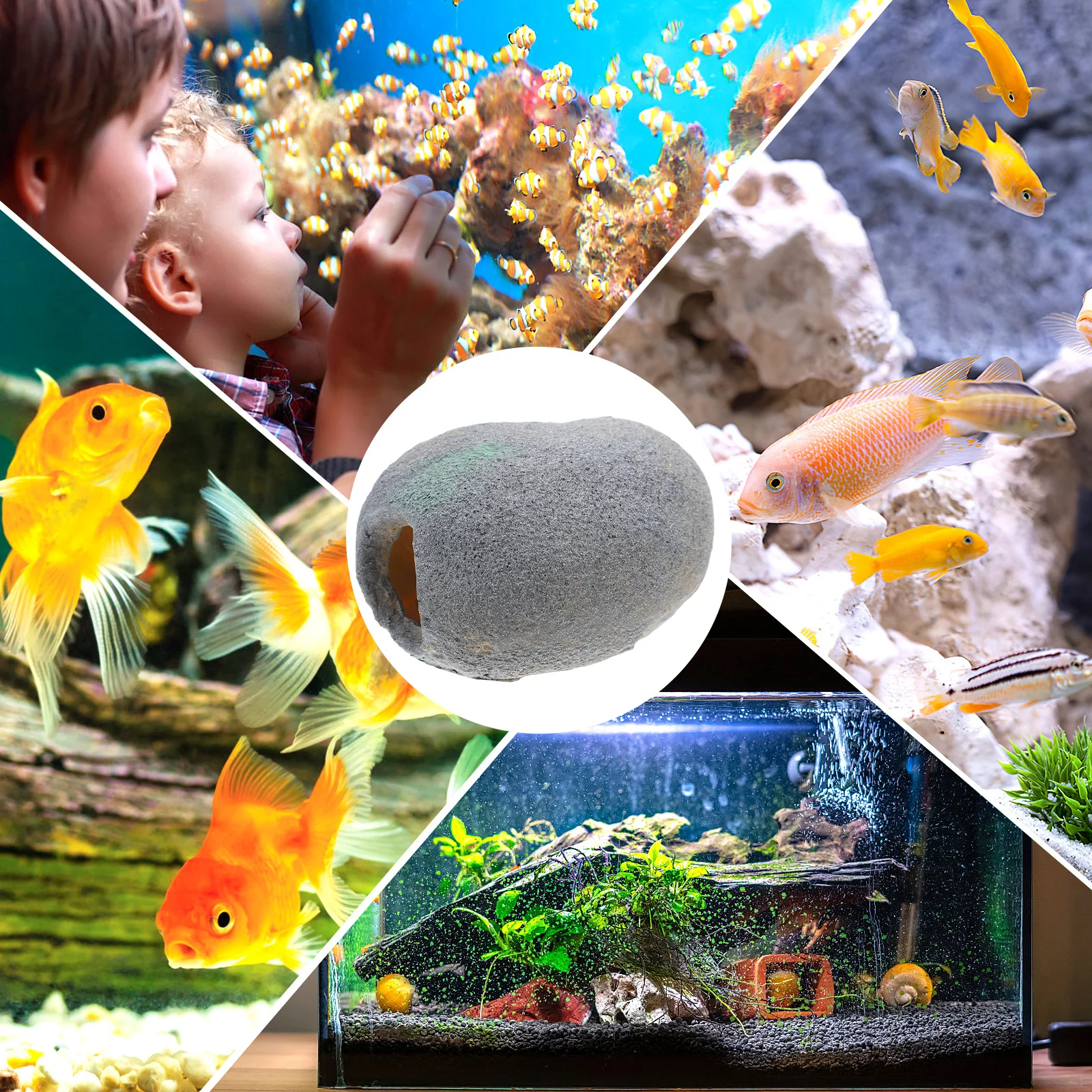 

Reptile Rock Hideouts Dark Grey Natural Rock Aquarium Basking Hide Turtle Hideout Fish Tank Shelter Shrimp Habitat