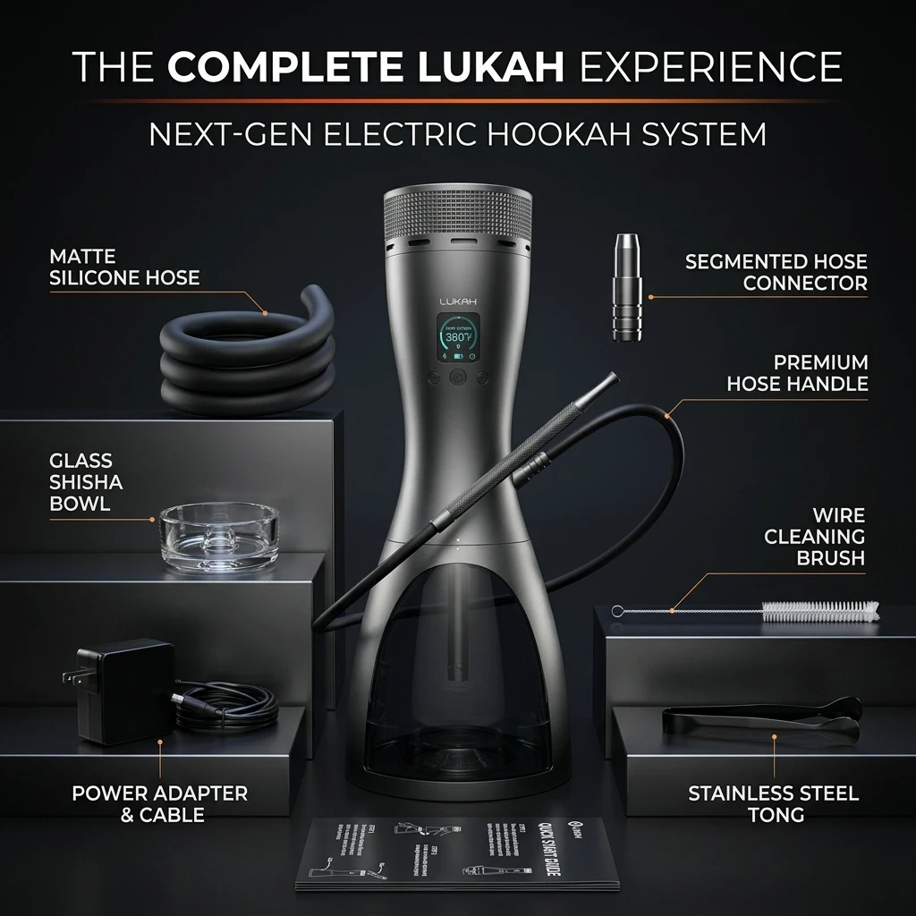 LUKAH Portable Electric Hookah Set with LED Light, Luxury Carbon-Free E-Shisha Kit for Russia Market
