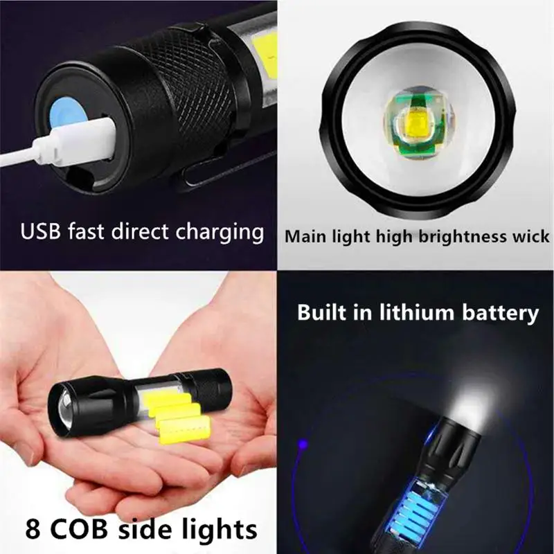 Lighting LED Flashlights Handheld Flashlight High Lumens Waterproof LED Flashlight Rechargeable Flash Light Adjustable Camping