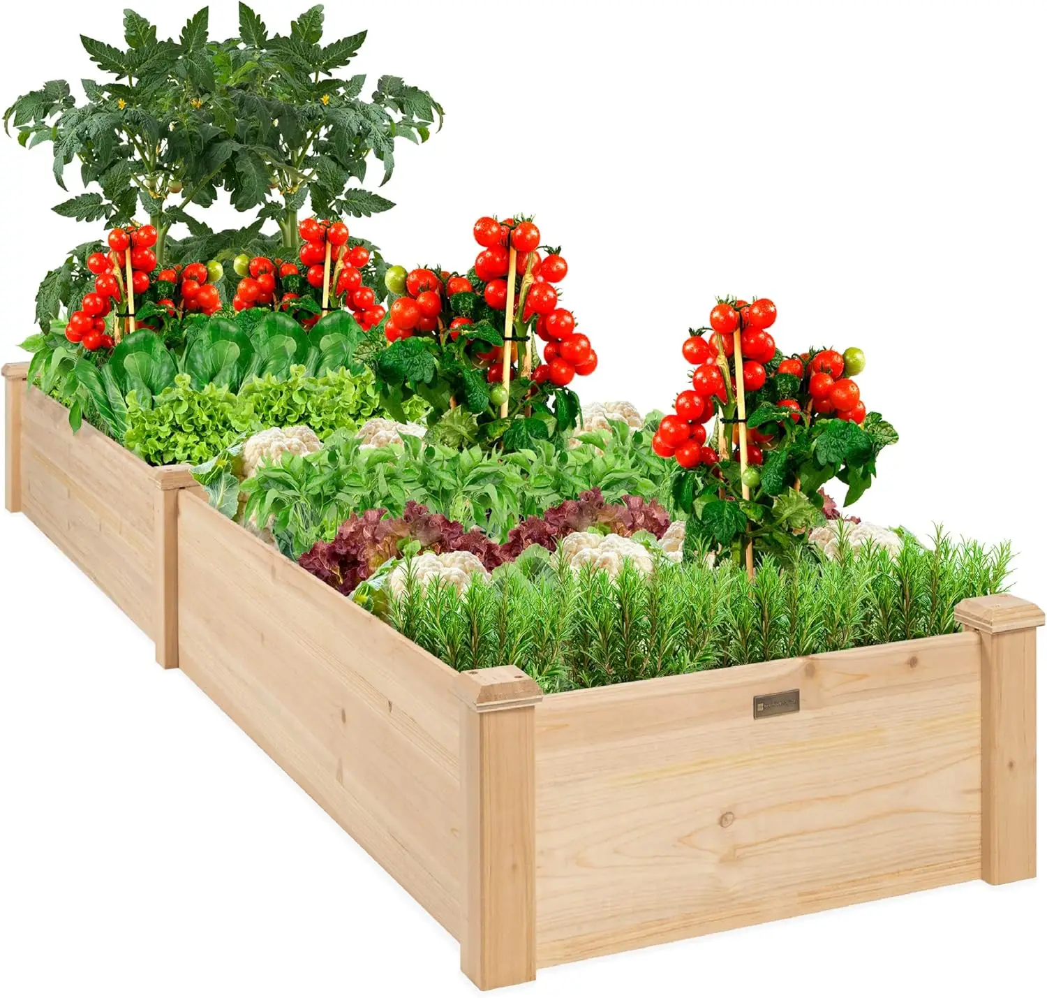 

8x2ft Outdoor Wooden Raised Garden Bed Planter for Vegetables, Lawn, Yard - Natural