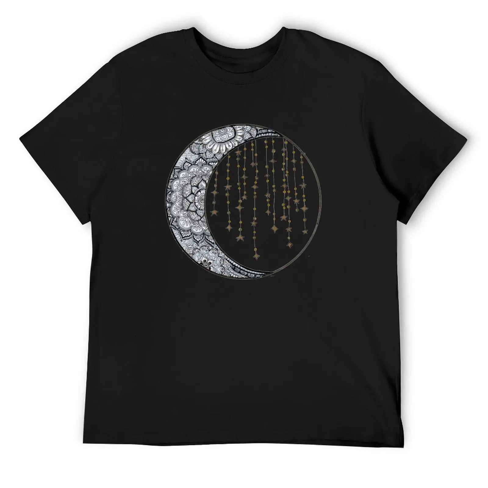 Star Strung Moon: glimmer (black backround) T-Shirt shirts graphic tee man t shirt mens clothing