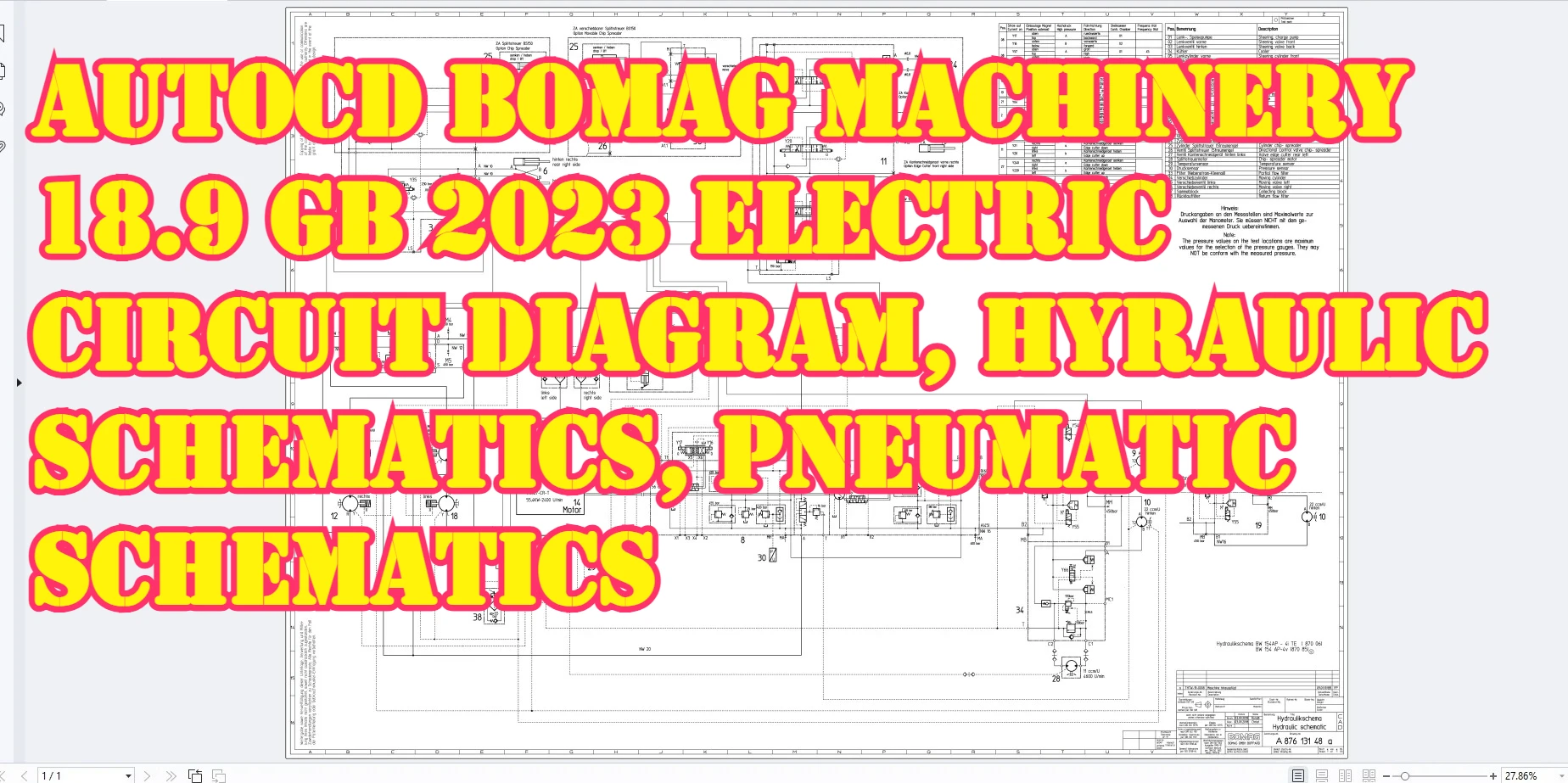 

Электрические, гидравлические и пневматические схемы AutoCD Bomag Machinery 18.9 GB 2023