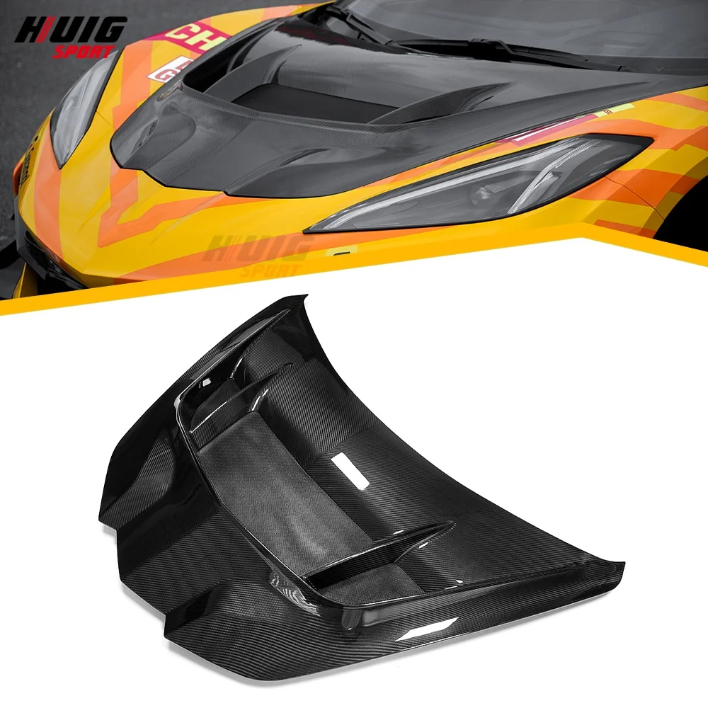 

2020-2025 для Corvette C8 Z06 E-Ray ZR1, настоящее углеродное волокно, передний двигатель автомобиля, совок, панель капота, внешние аксессуары, защита