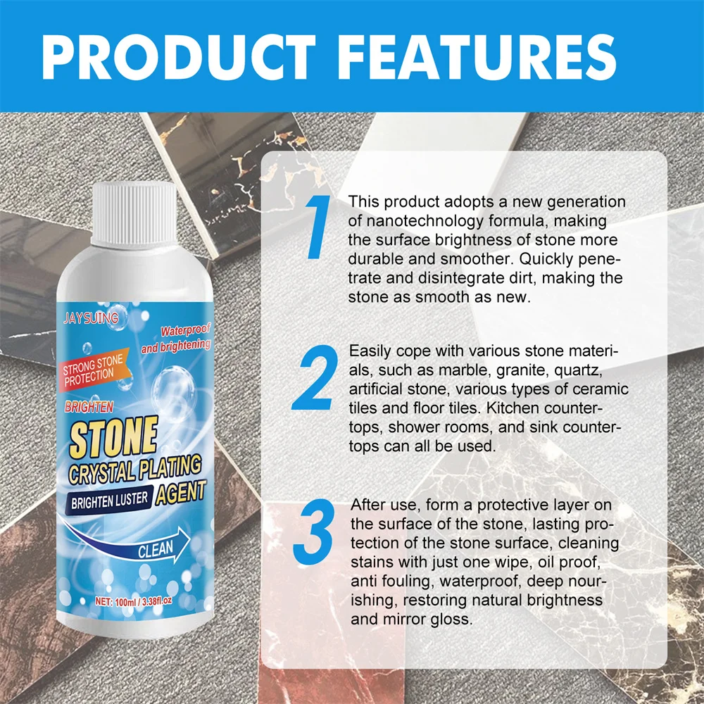 Crystal Plating Agent For Stone Stone Scratch Repair Clean Stains Anti-oil And Anti-fouling Whitening And Antiseptic Brightener