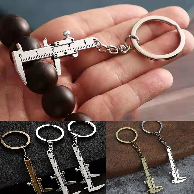 New Fashion Car Key Mini Vernier Caliper Portable 0-40mm keychain Measuring Gauging Tools Car Turbo key Chain Ring Ruler Caliper