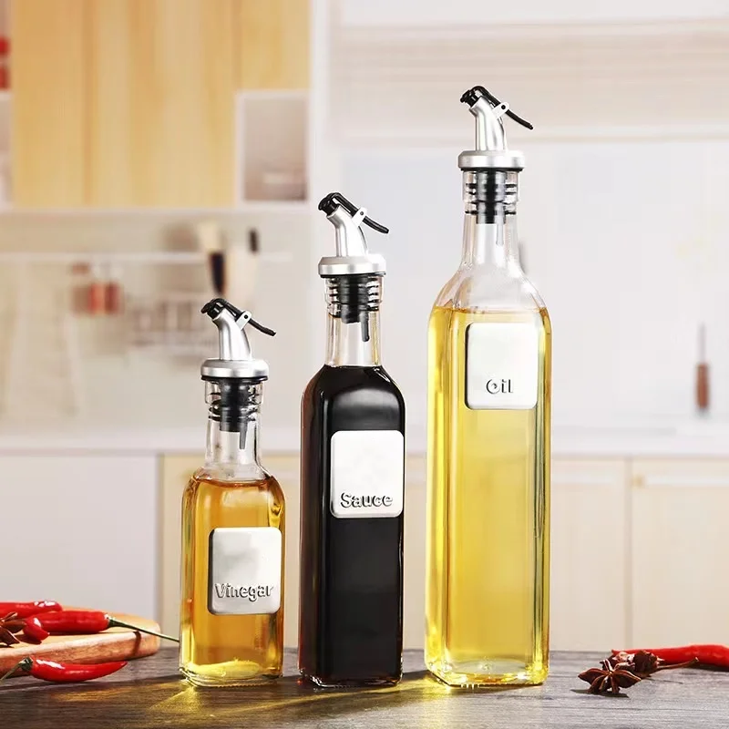 Dispensador de aceite de cocina, botella de vidrio transparente de 150 ml, 250 ml, 500 ml, para salsa de soja, vinagre, aceite de oliva, BHL118-FRO, los más vendidos