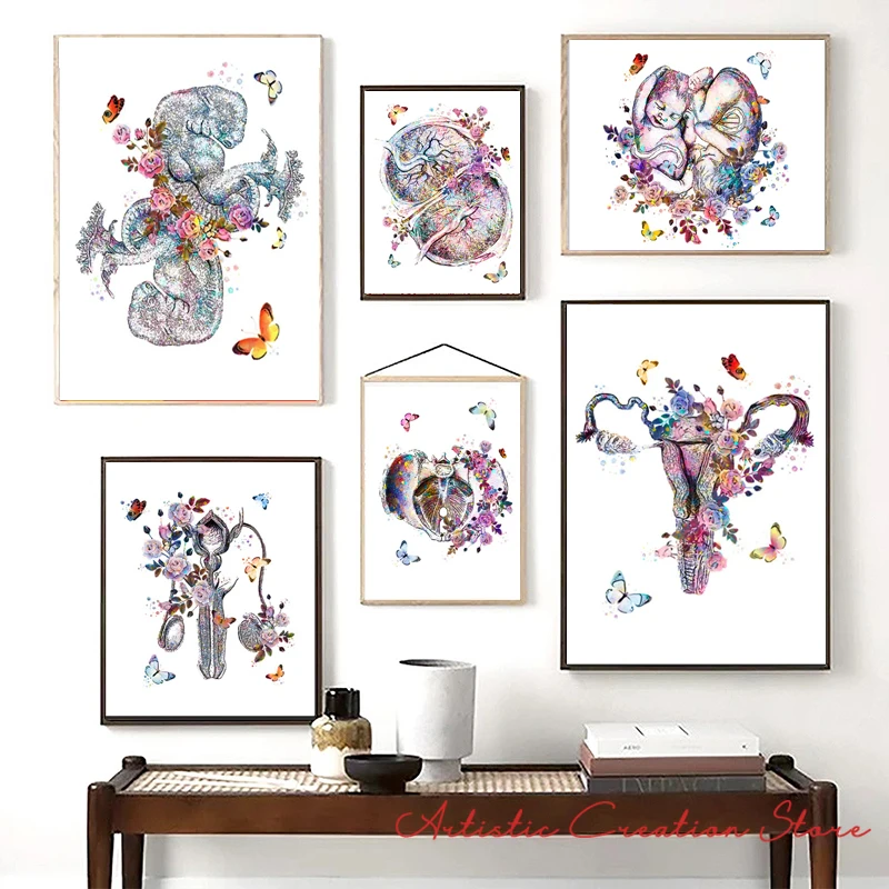 Obgyn Art Poster Pregnancy Female Anatomy Placenta Anatomical Uterus Scientific Education Canvas Painting Clinic Room Home Decor