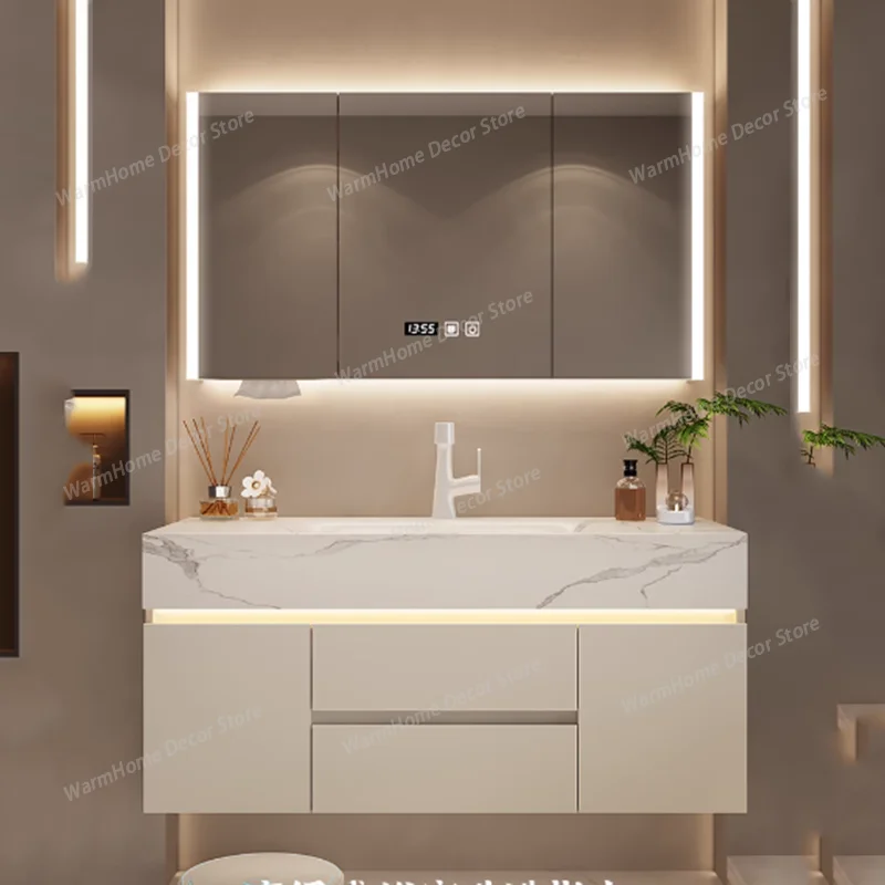 

Organizer Mirror Bathroom Cabinet Storage Decorations Wooden Skincare Cupboard Modern Luxury Wall Archivadores Salon Furniture