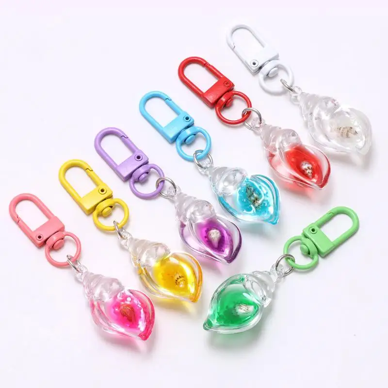 2Pcs Acrylic Conch Keychain Floating Oil Design Sea Shell Charm Suitable for Nautical Motif Decor