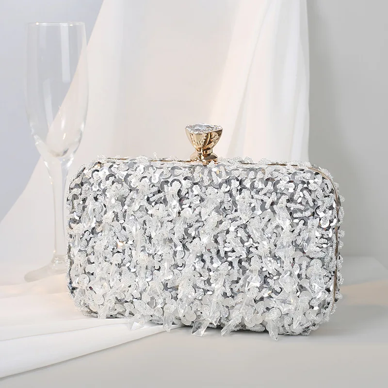 

Diamonds Beaded Wedding Chain Shoulder Clutches Plastic Embroidery Party Dinner Purse Tassel Women Evening Bags 2025 New