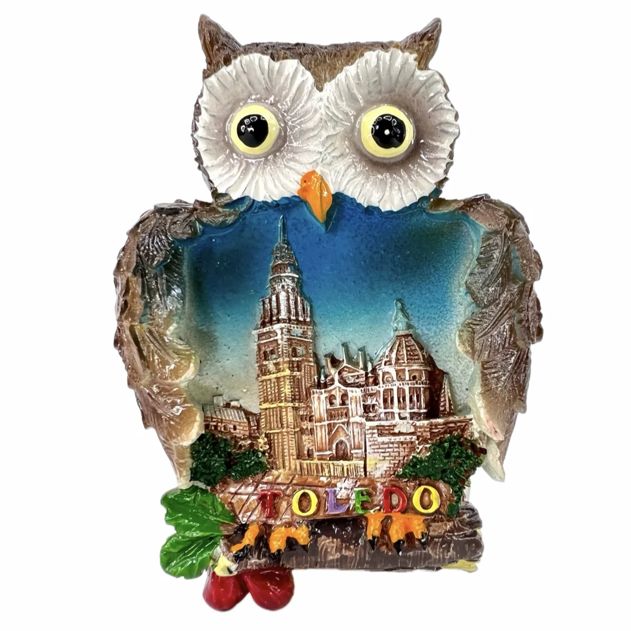 

Toledo Spain Fridge Magnets Owl Travel 3D Memorial Magnetic Refrigerator Stickers Gift Room Decoration Collectio