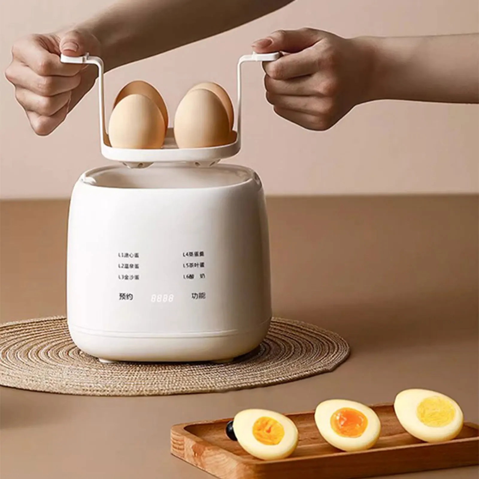 220V Smart Egg Cooker Fully Automatic Buns Corn Steamed Boil Breakfast Machine Reservation Multifunction Soft Boiled Eggs Cooker