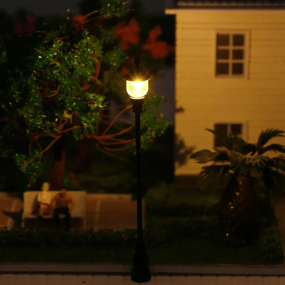 10pcs Model Railroad Train OO/HO Scale Lamp Posts Led Street Light Lamp Artificial Miniature Decoration Building Landscape