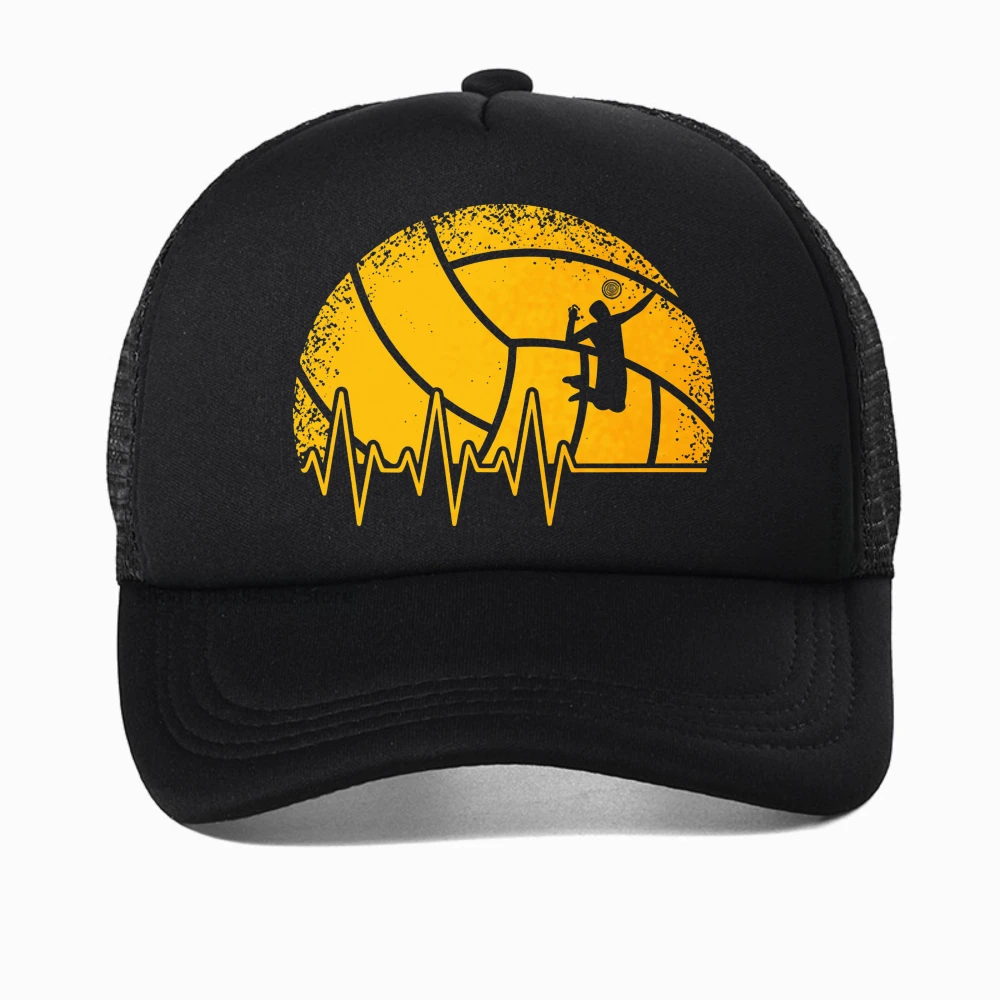 

Heartbeat Volleyball Player Sports baseball cap for Men Hip Hop Streetwear cap Camisetas Classic Popular hat mesh snapback hats