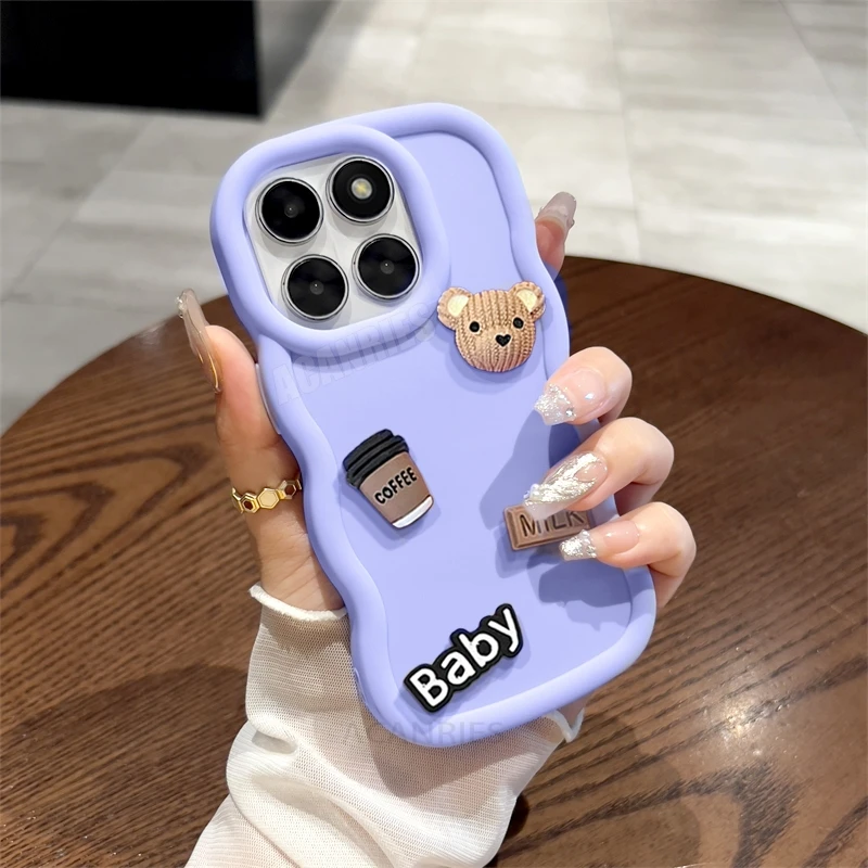 Honorx8 Cute 3d Bear Cartoon Wavy Silicone Case For Honor X8 X8a 4g 5g X8b X6 X7 X7a X7b X9a X9b 90 70 Magic 5 6 Lite Soft Cover