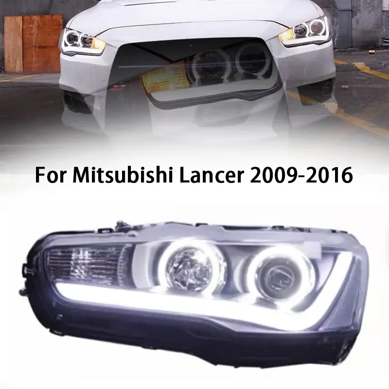 

Светодиодные фары для Mitsubishi Lancer, светодиодные фары 2009-2018, фары Lancer DRL, указатель поворота, дальний свет, проектор «ангельский глаз»