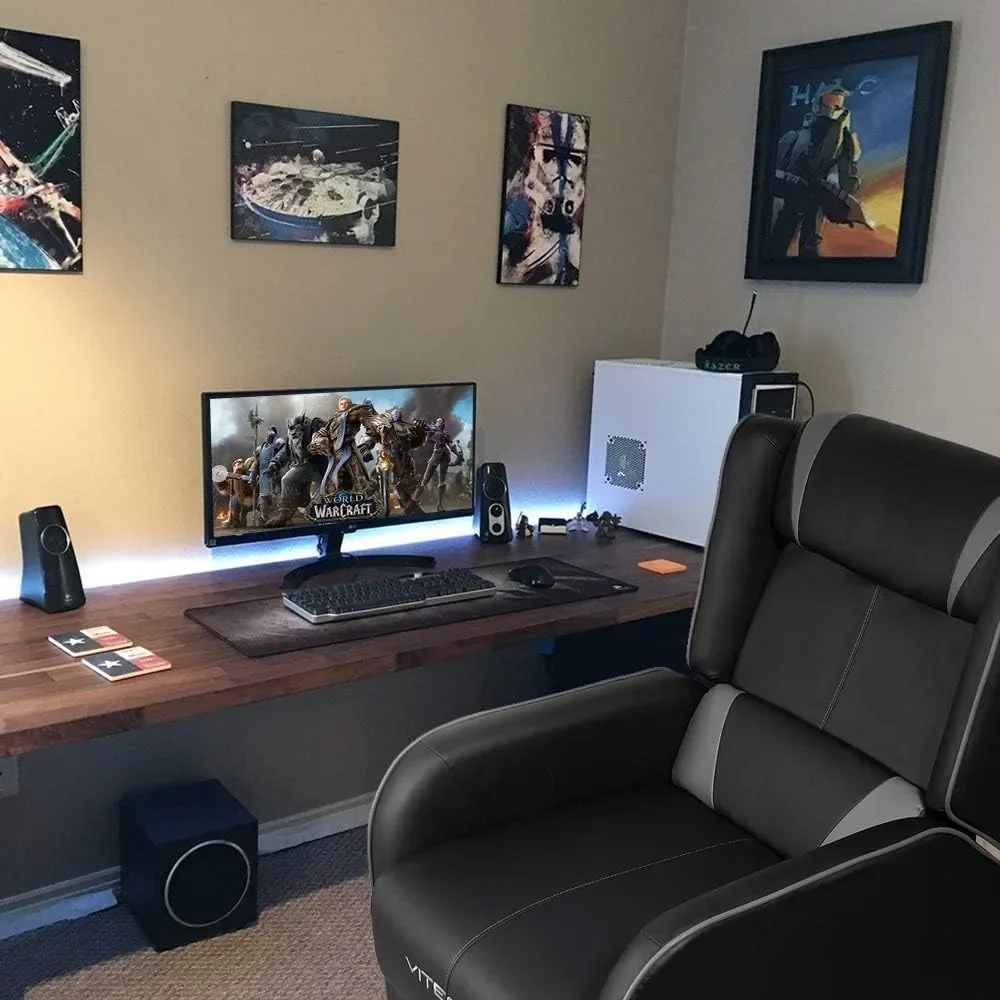 Kursi Kursi Gaming – Sofa Kulit PU Tunggal Gaya Balap, Kursi Ergonomis Modern untuk Ruang Tamu & Home Theater