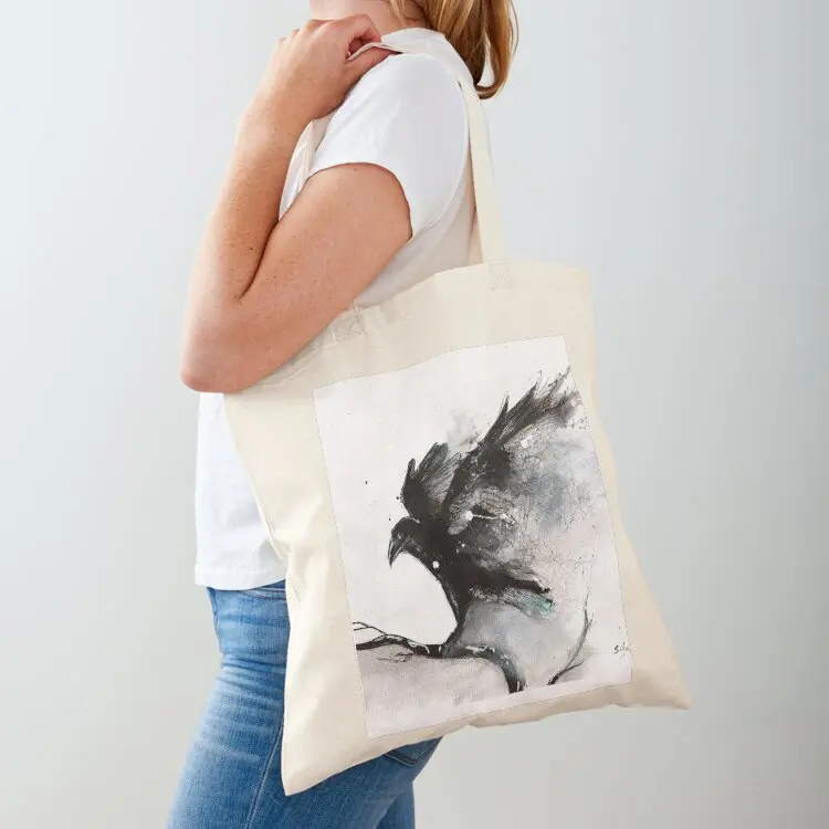 

Abstract raven ink art Tote Bag hand bag ladies personalized tote large size bags Woman shopper bag
