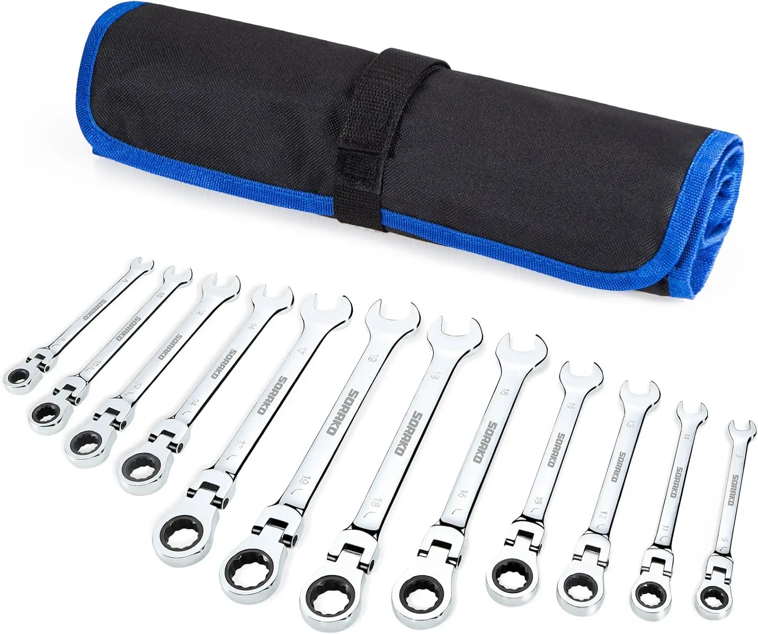 SORAKO Ring Wrench Set 12Pcs, Ratchet Wrench Set 8-19mm Combination Wrench