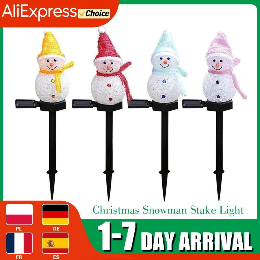 

2Pack Solar Stake Lamp Christmas Snowman Lawn Lamp Courtyard Lamp Waterproof Holiday Decoration Atmosphere Landscape Lamp