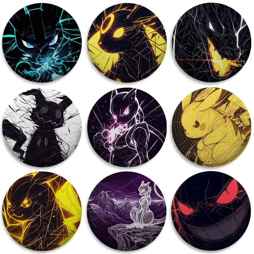 

Lucario Umbreon Charizard Line Art Badges Round Exquisite Badge Brooches Creative Pins For Clothes Hat Backpack Gift Accessories