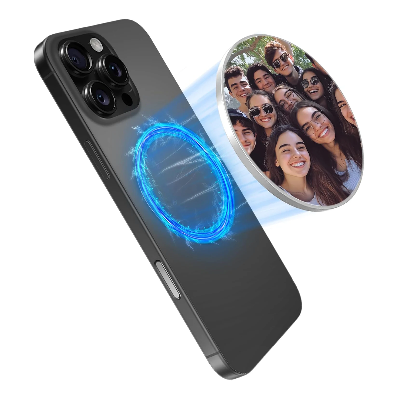 Magnetic Selfie Mirror for Back Camera, Slim Convex Mirror for Magsafe & All Phone for Wide Angle Selfies, Vlogging, Streaming