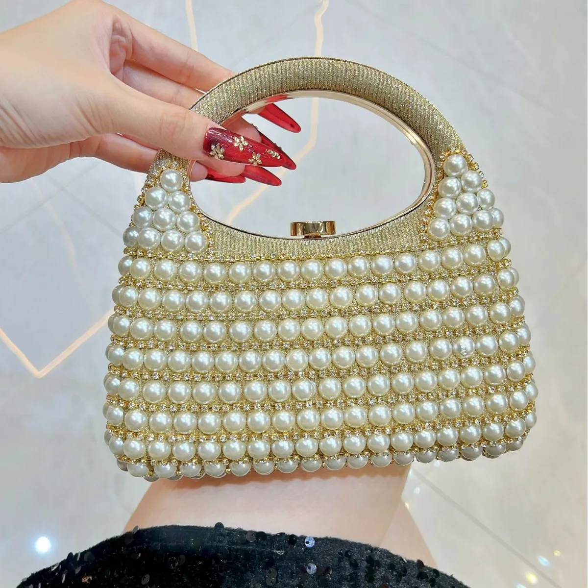 

2025 Retro Pearl Evening Bags For Women Chain Shoulder Crossbody Bags Party Wedding Clutch Ladies Purse Banquet Handbags