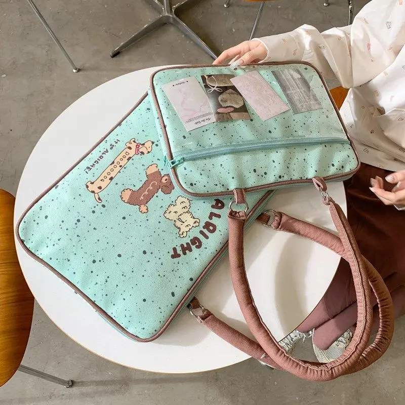 Ins Zoete Leuke Cartoon Print Laptoptas Dames Grote Capaciteit Tablet MacBook Air Pro 14 16-inch Schouder Laptoptas Notebook Tas