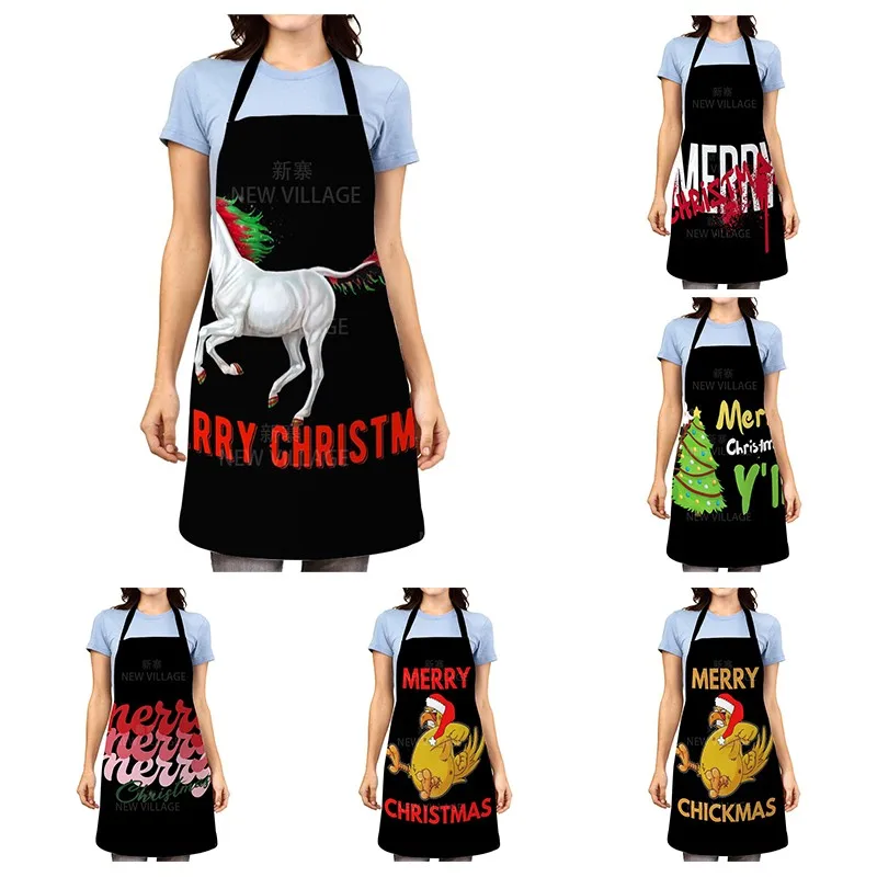 1Pc Kitchen Aprons for Women Cotton Linen Bibs Household Home Autumn Thanks Giving Home Cooking Baking Waist Bib Pinafore