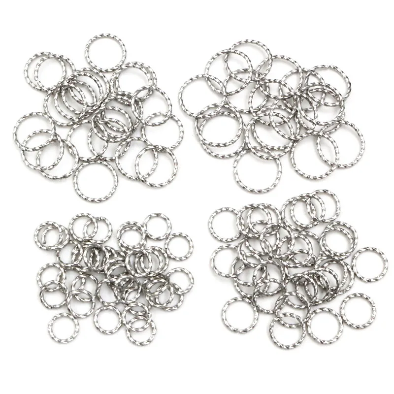 50pcs Stainless Steel 1/1.2mm thick 6 8 10 12 14mm Twist Open Jump Rings for DIY Jewelry Making Findings for Earrings Necklace