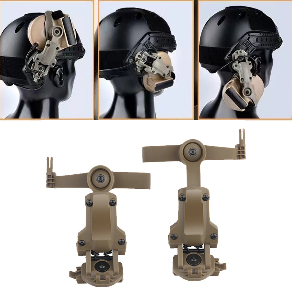 Tactical Headset COMTAC3 Series Headphone Suspension Bracket Kit Fits OPS CORE ARC/Wendy M-LOK Helmet Rail Adapter Rotatable