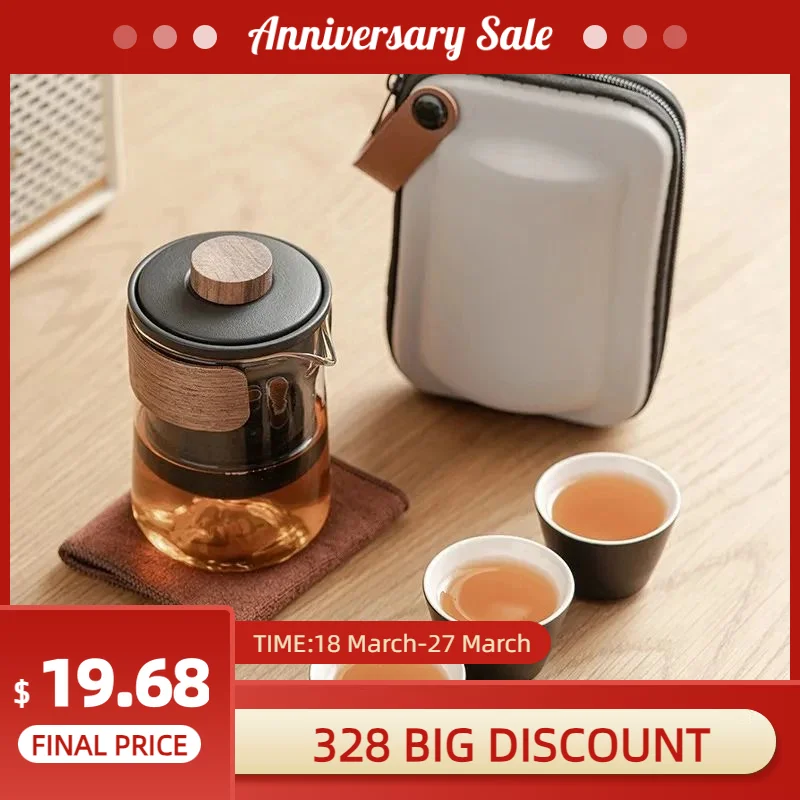 Creative Cup Anti-Hot Ceramic One Pot Four Glass Portable Travel Kung Fu Tea Set Simple Chinese Style