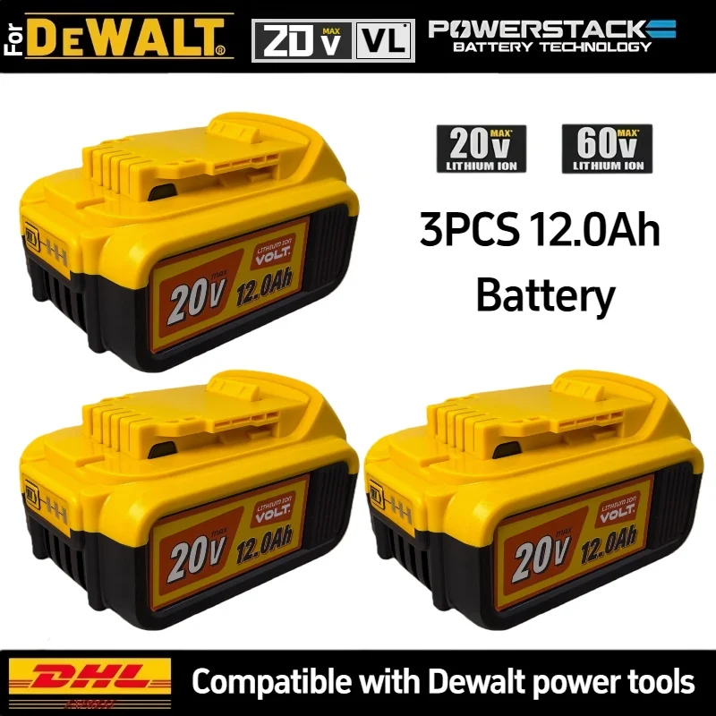 

100% Original for Dewalt 20V Battery 6.0Ah Rechargeable Lithium Ion Battery for Dewalt 18V DCB206 Power Tool Replacement Battery