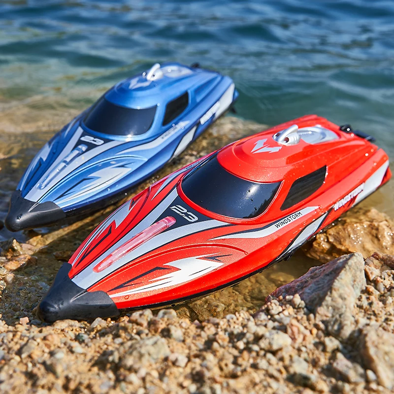 HJ823 RC Speed Boat 2.4G High-Speed Remote Control Racing Boat LED 25Km/h High-Speed Watercraft with Colorful Led