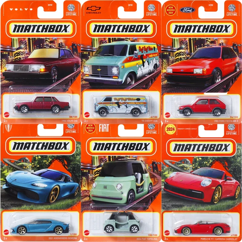 Original Matchbox Car 1/64 Diecast Nouveu 75 Chevy Van Porsche Carrera Cabriolet Vehicle Toys for Boys Collection Birthday Gift