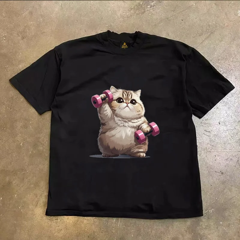 Loose Fit Cotton T-Shirt Unisex Short Sleeve Double Thread UPUPXIA Hero Print Sweat Absorbent round Neck Casual Summer Top