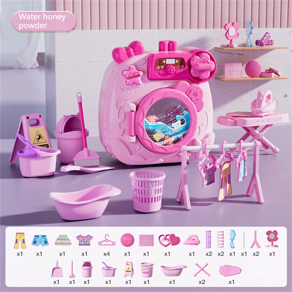 Ensemble de mini machine à laver pour enfants, petit appareil à tambour, outil de nettoyage, machine à laver pour filles, jouet cadeau, jeu de simulation