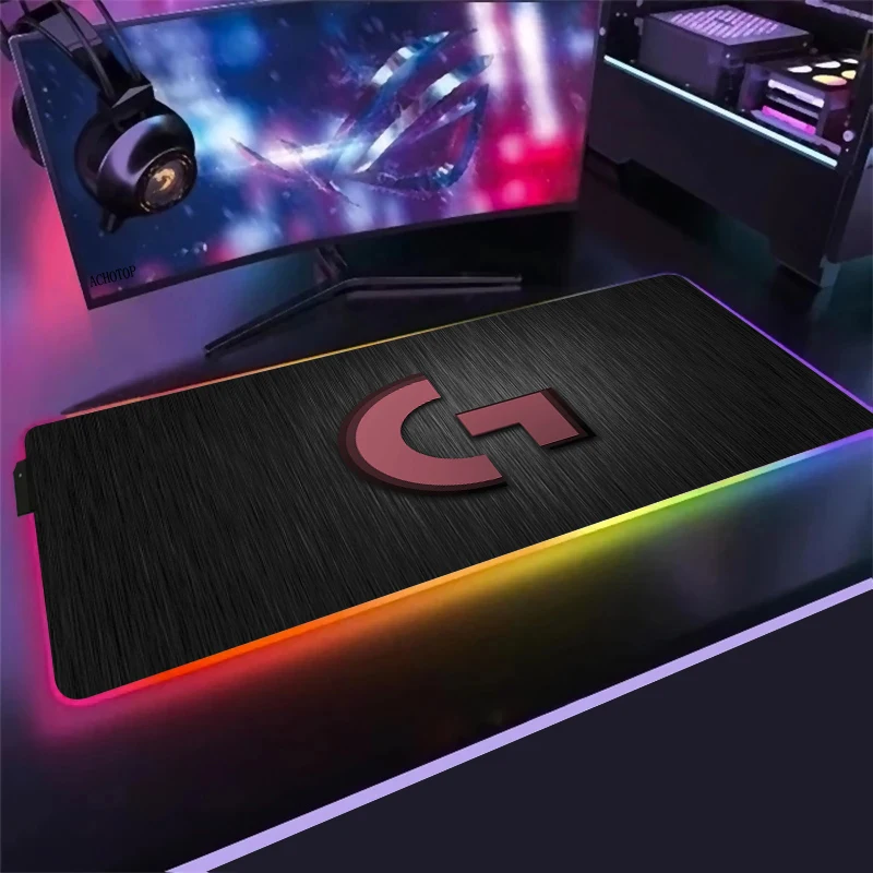 Imagem -02 - Logitech Rgb Mouse Pad Acessórios para Jogos Mousepad Gamer pc Xxl Computador Varmilo Teclado Genshin Impacto Cereja Led Esteira de Mesa