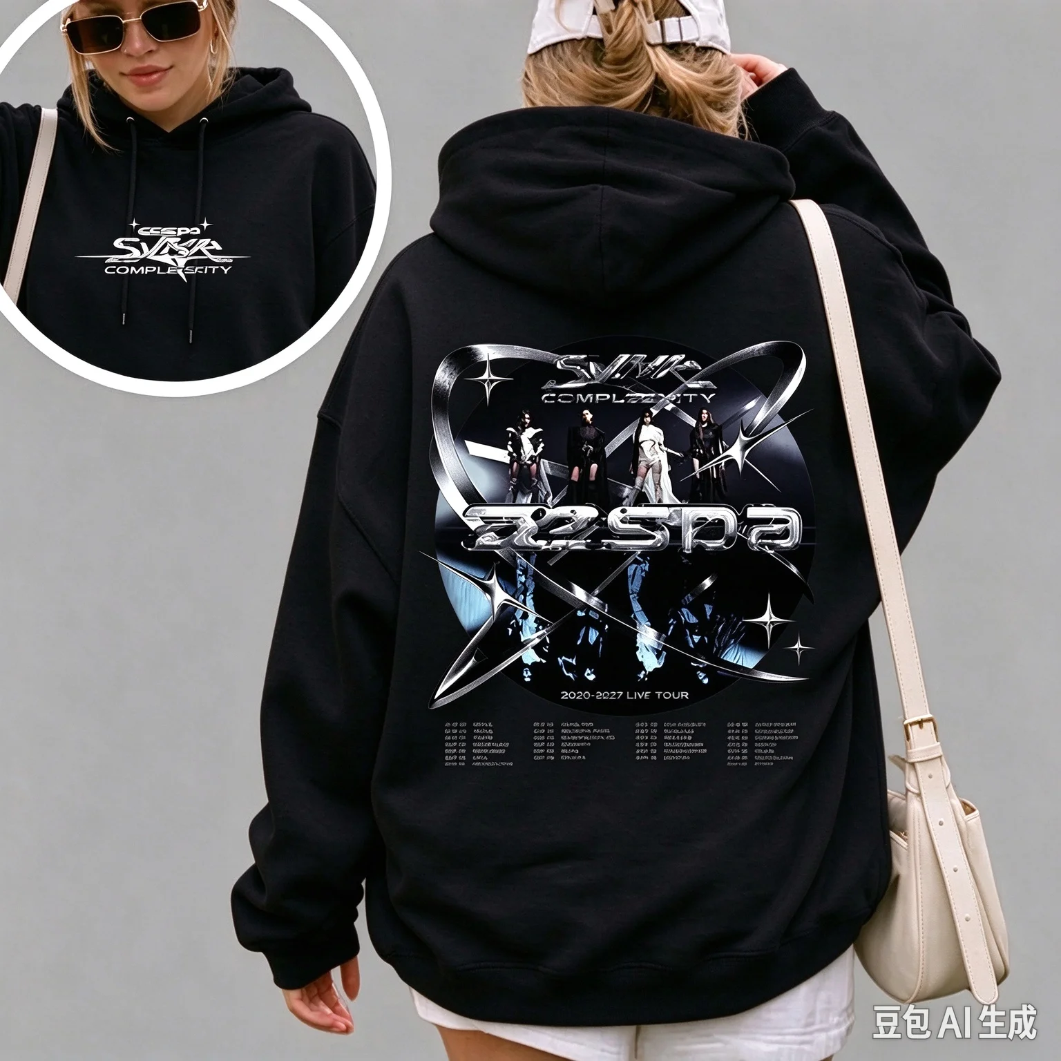 Aespa SYNK COMPEXITY Tour Hoodie Double Sided Printed Kpop Concert Pullover Hoodie Hoodie Unisex Fan Merch