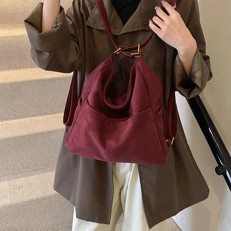 

SuedePUBackpack Bags Women2024New Trendy Retro Tote Bag Casual Versatile Large Capacity Shoulder Bag