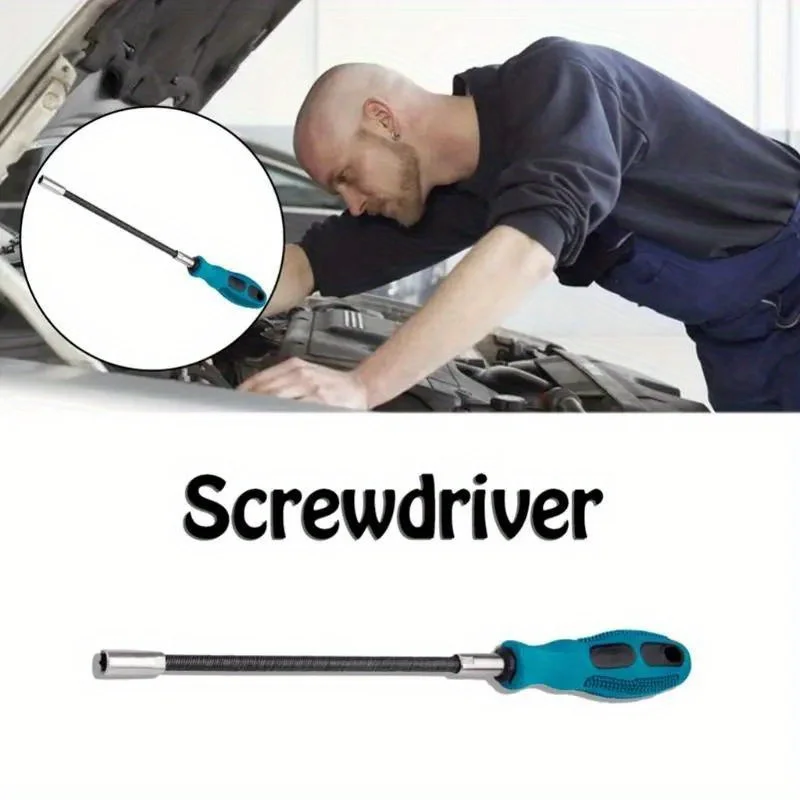 Universal Flexible Shaft Socket Screwdriver with an External Hexagon Head Extension Rod for Car Repair