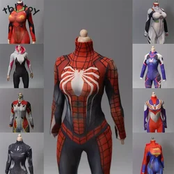1/6 Scale Jumpsuits Anime Girls Fighter Hero Tights Stretch 3D Print Bottoms Bodysuit For 12