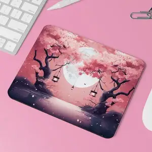 

Новый розовый коврик для мыши с цветком вишни в полнолуние, аксессуары для ПК, украшение для рабочего стола, печатная машина высокой четкости, ковер для клавиатуры