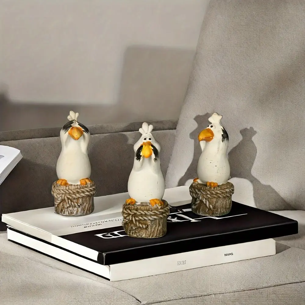 

3pcs Resin Seabirds Decorative Ornament Cute Cartoon Animal Statue Creative Waterproof Miniatures Figurine Sculpture Garden